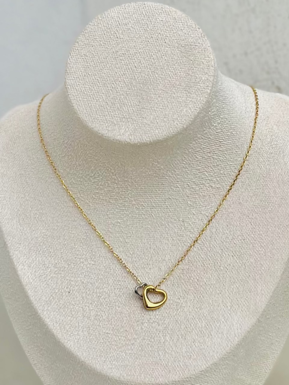 Anti Tarnish Two Heart Necklace