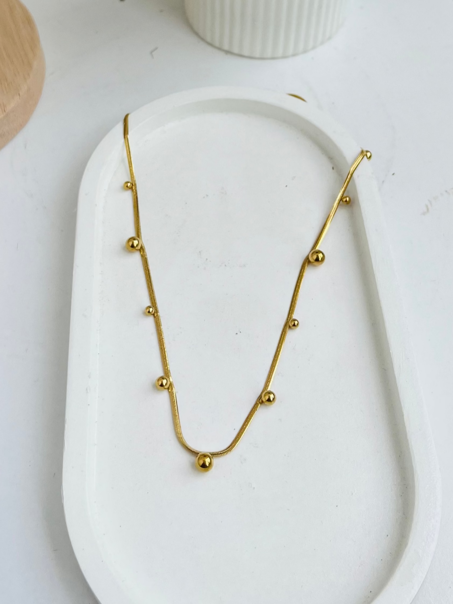 Anti Tarnish Dainty Beaded Chain Necklace