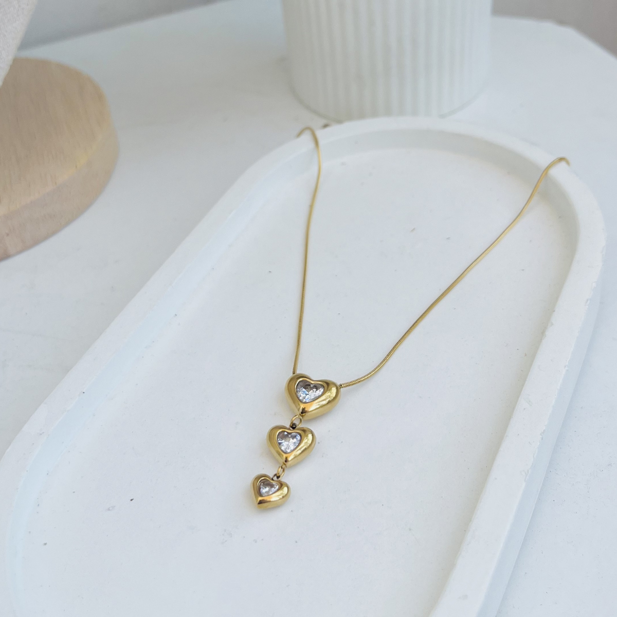 Anti Tarnish Heart Stone Necklace