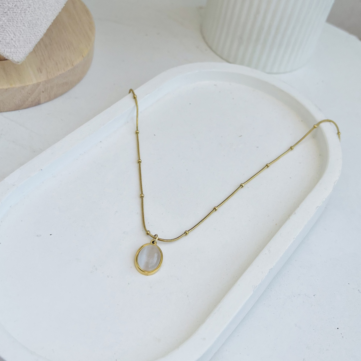 Anti Tarnish Dainty Beaded Chain Necklace