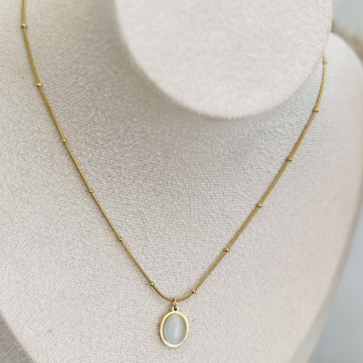 Anti Tarnish Dainty Beaded Chain Necklace