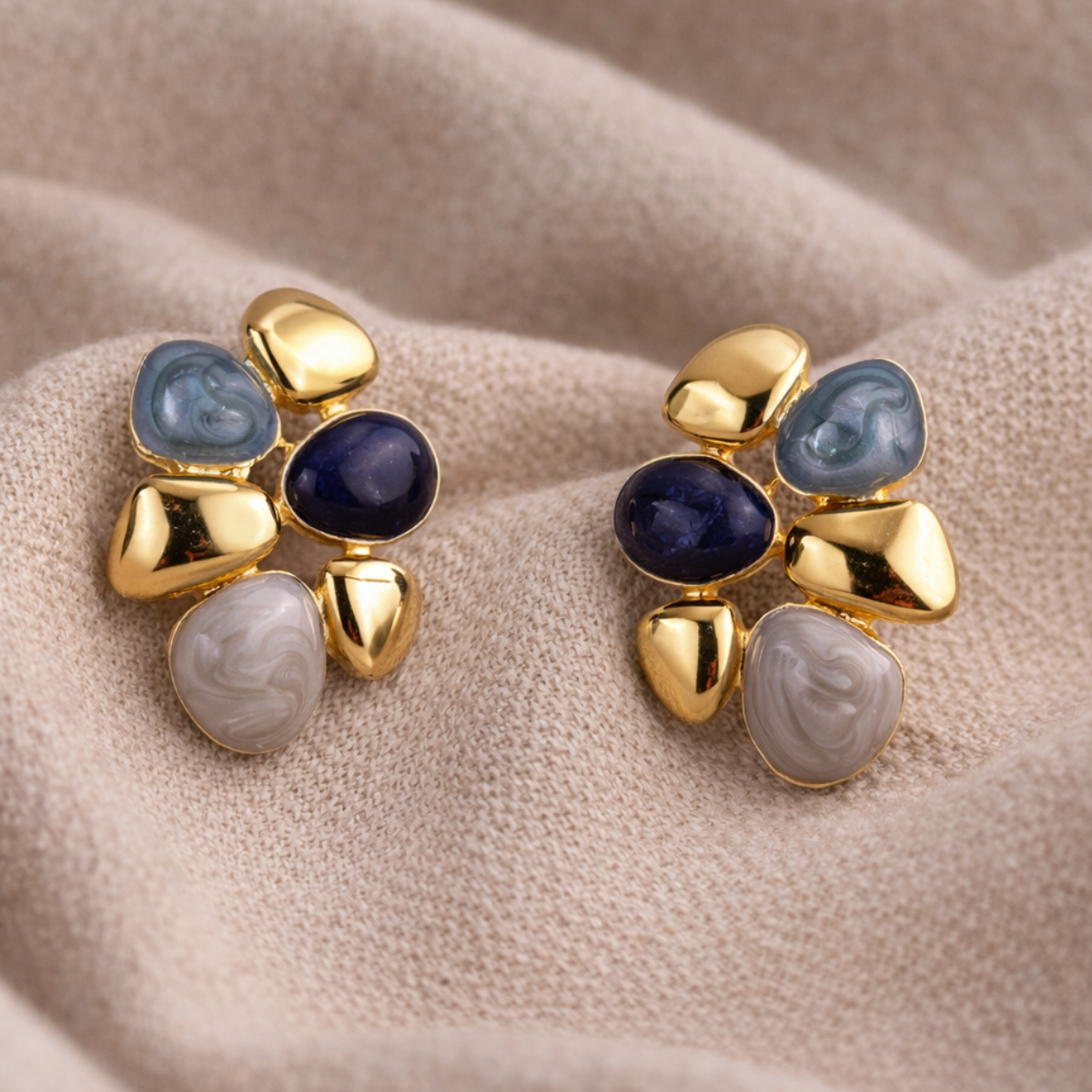 Midnight Blue Charm Stud Earings
