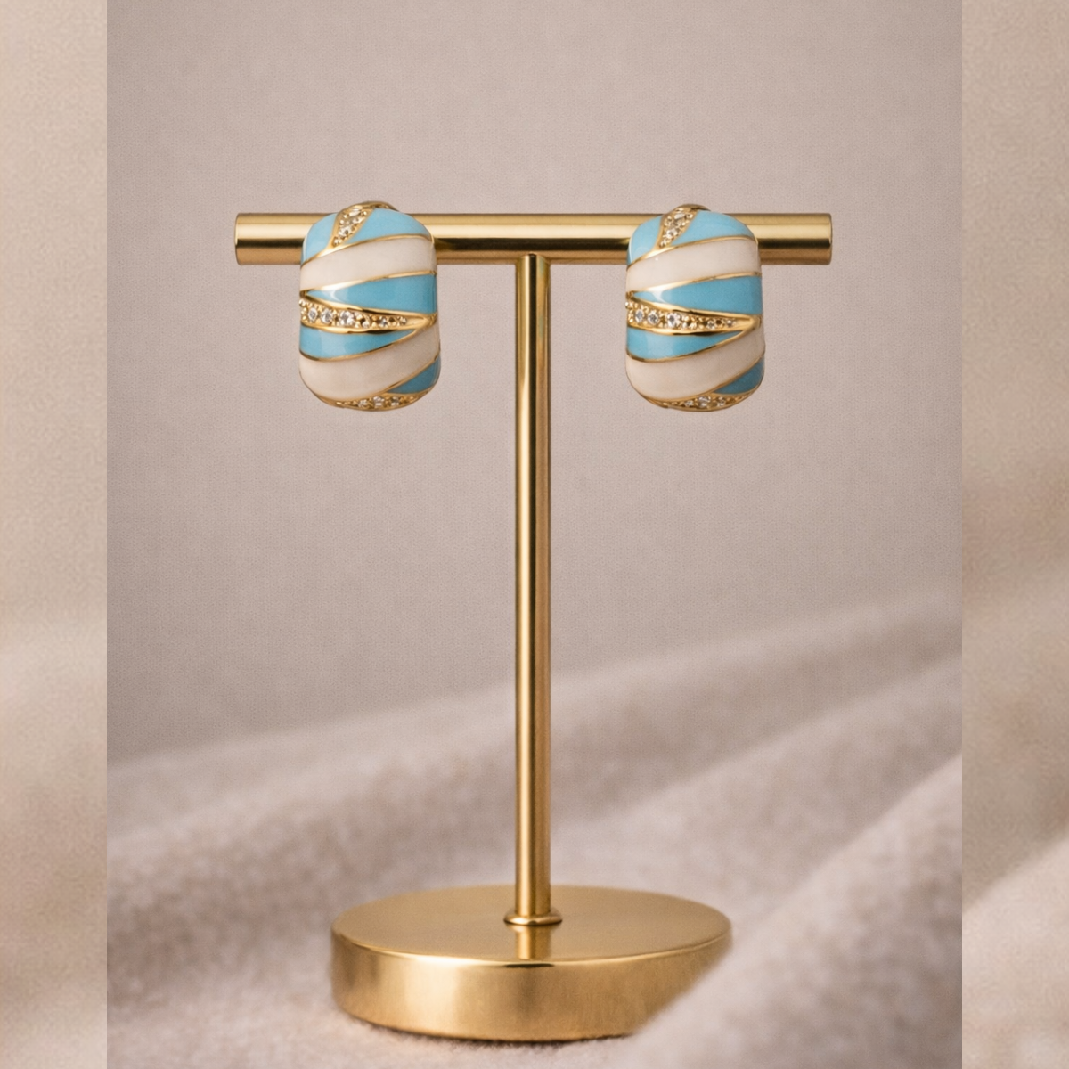 Royal Blue Stripe Studs