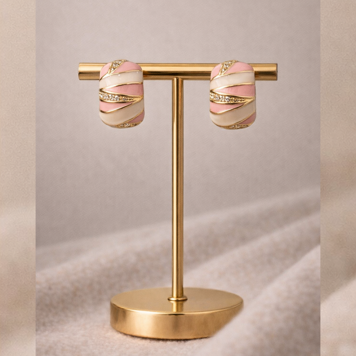 Royal Pink Stripe Studs