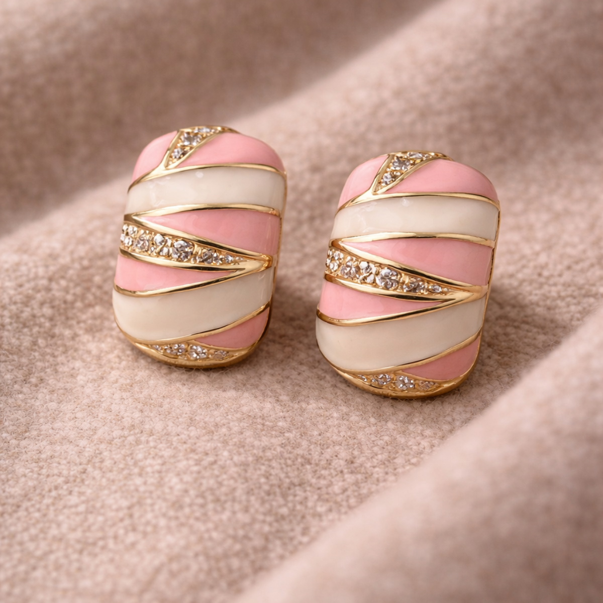 Royal Pink Stripe Studs