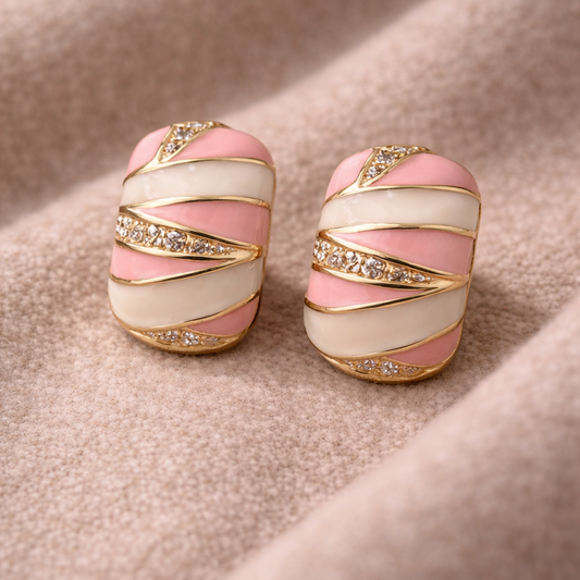 Royal Pink Stripe Studs