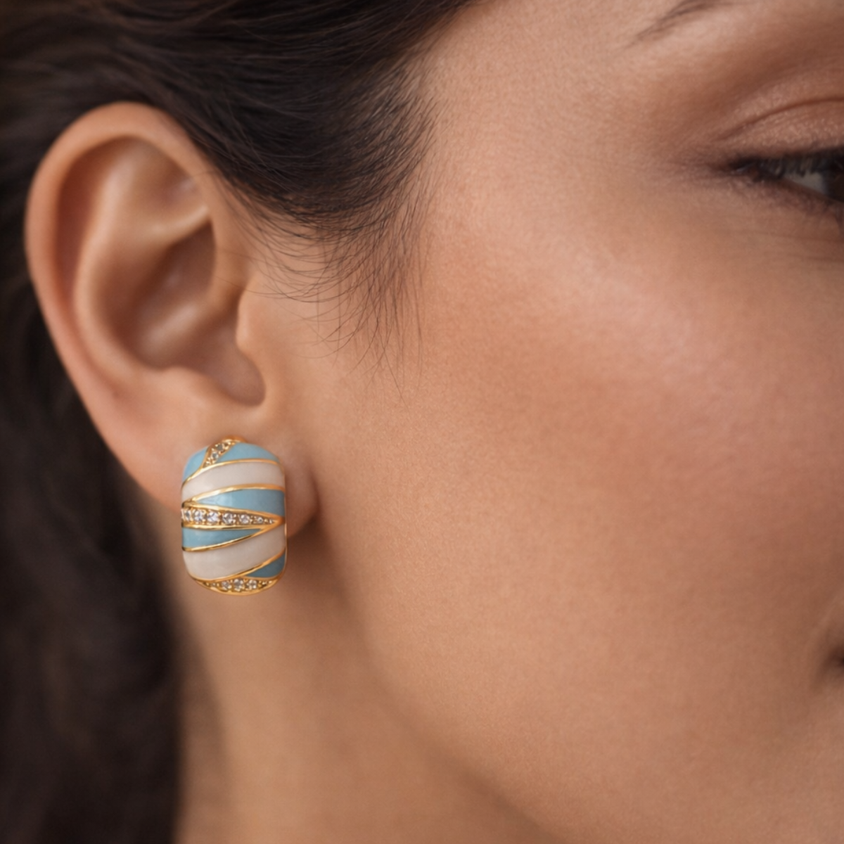 Royal Blue Stripe Studs