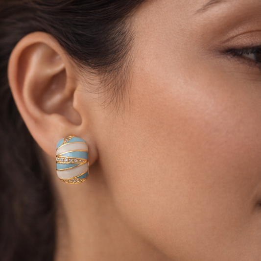 Royal Blue Stripe Studs