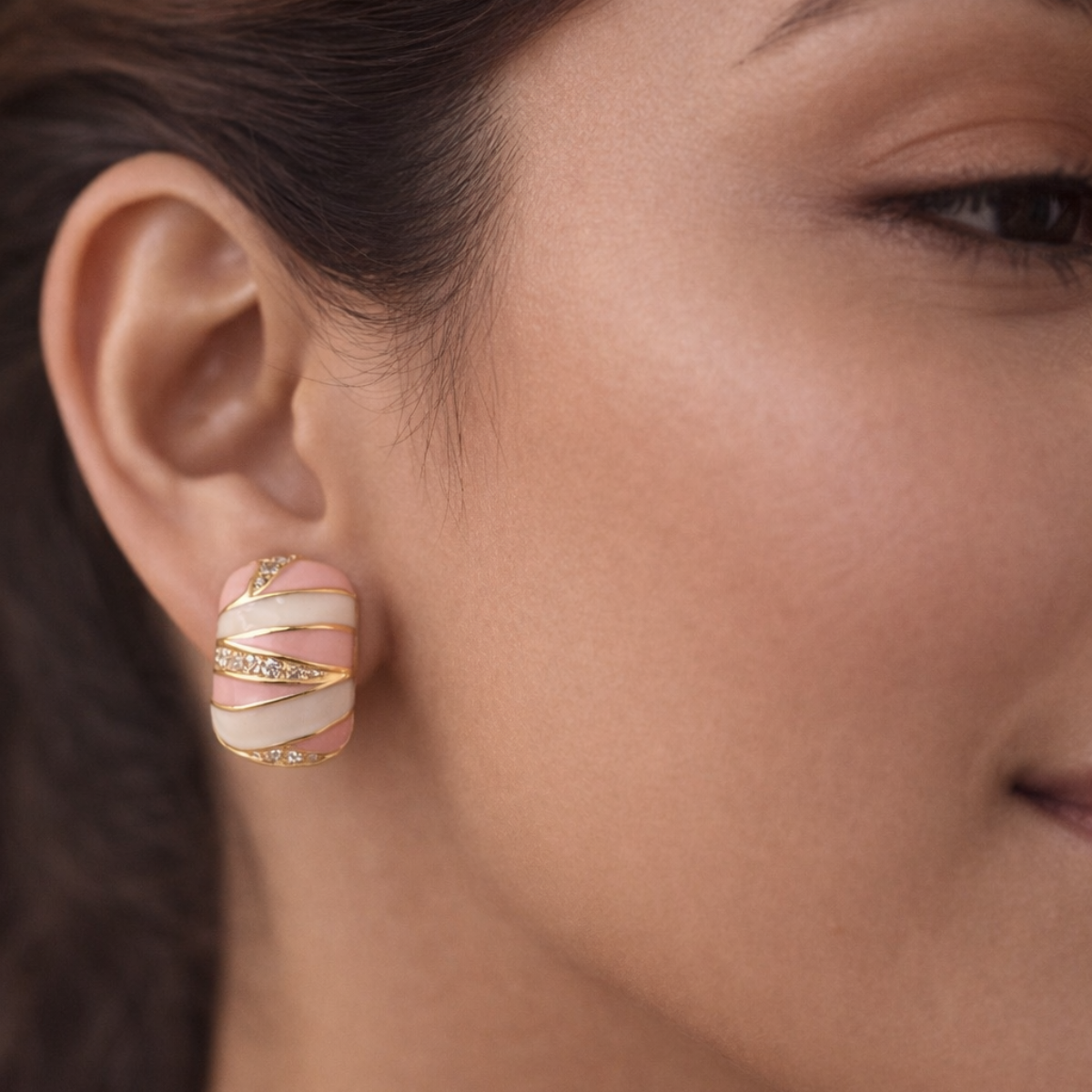Royal Pink Stripe Studs