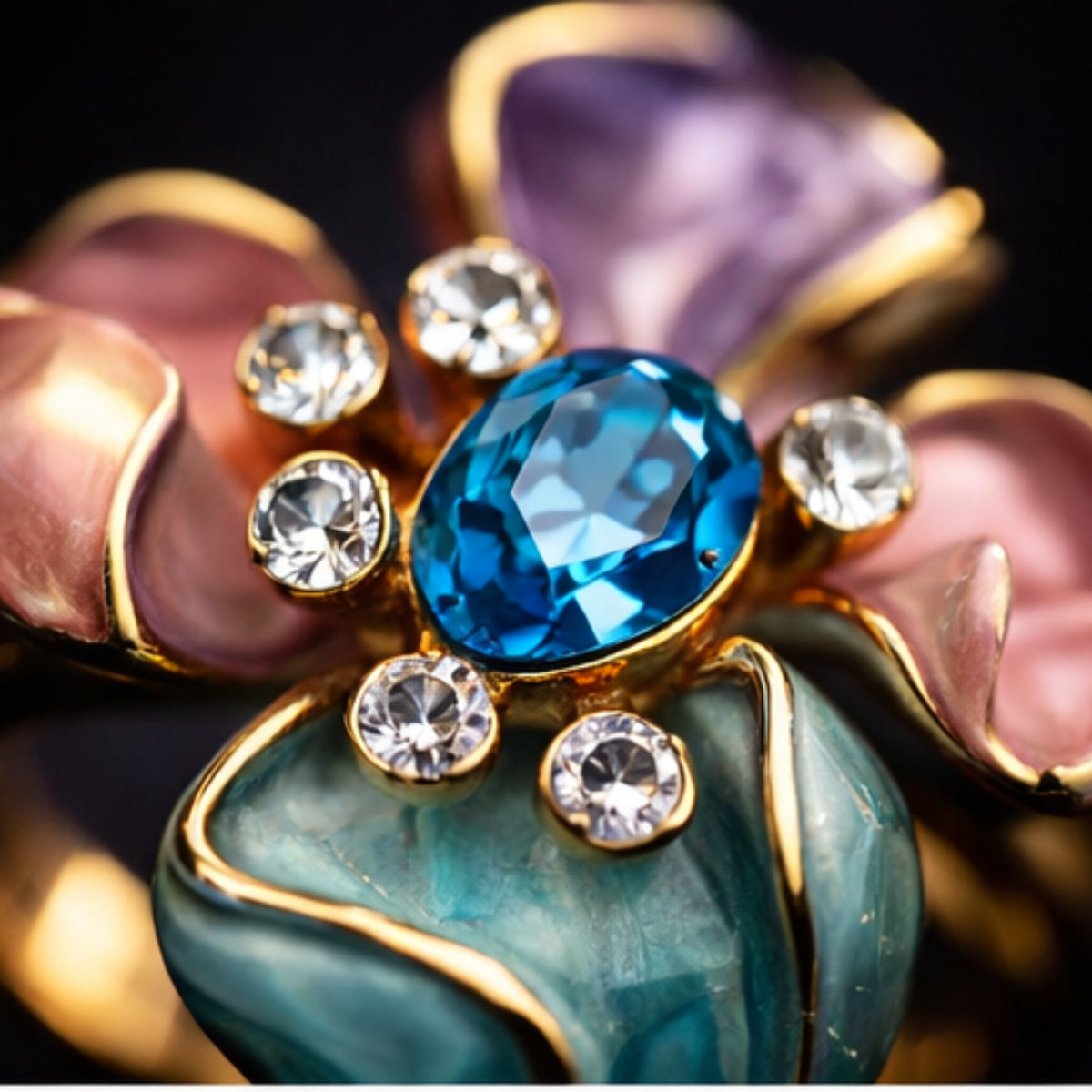 Aqua Petal Statement Ring