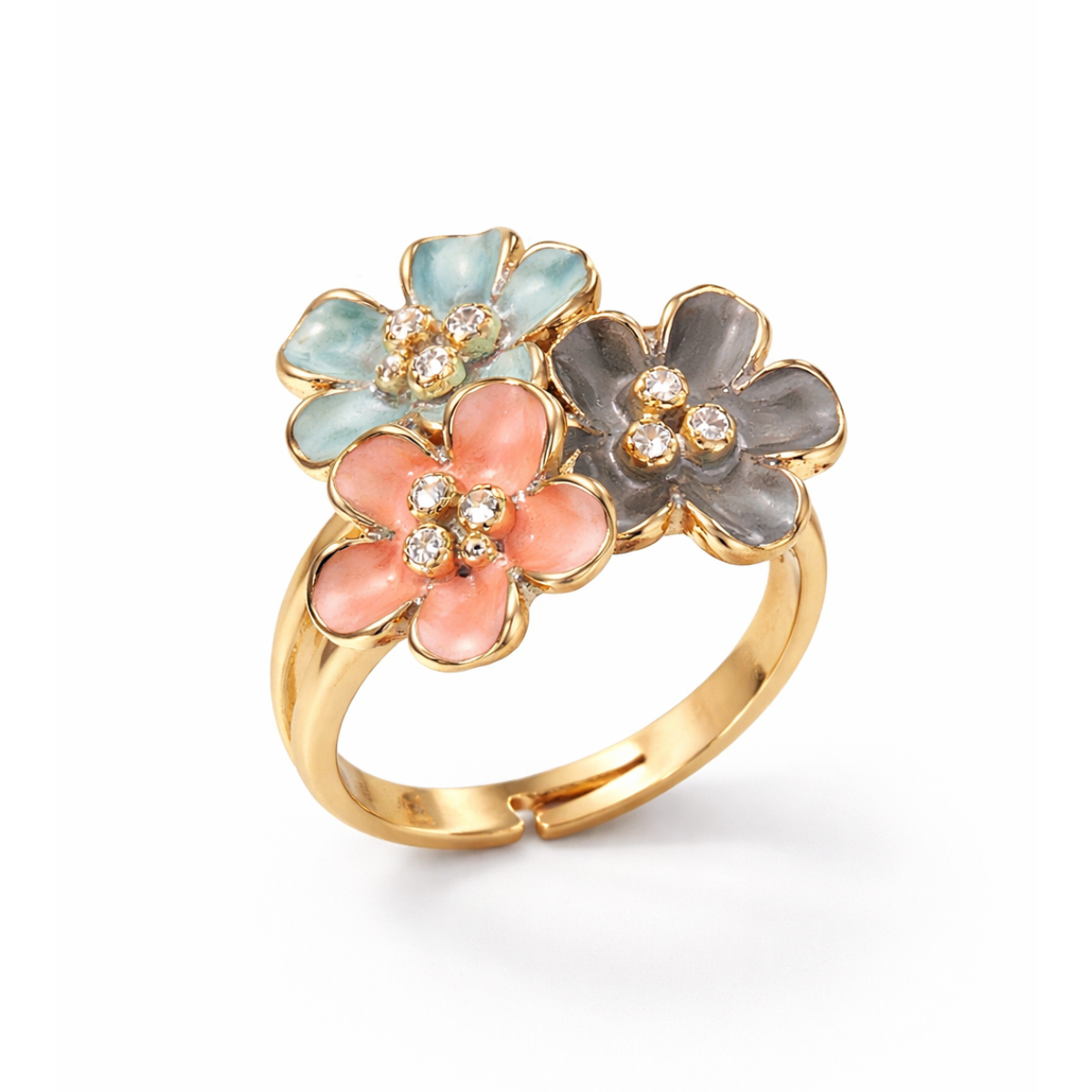 Floral Charm Trio Ring