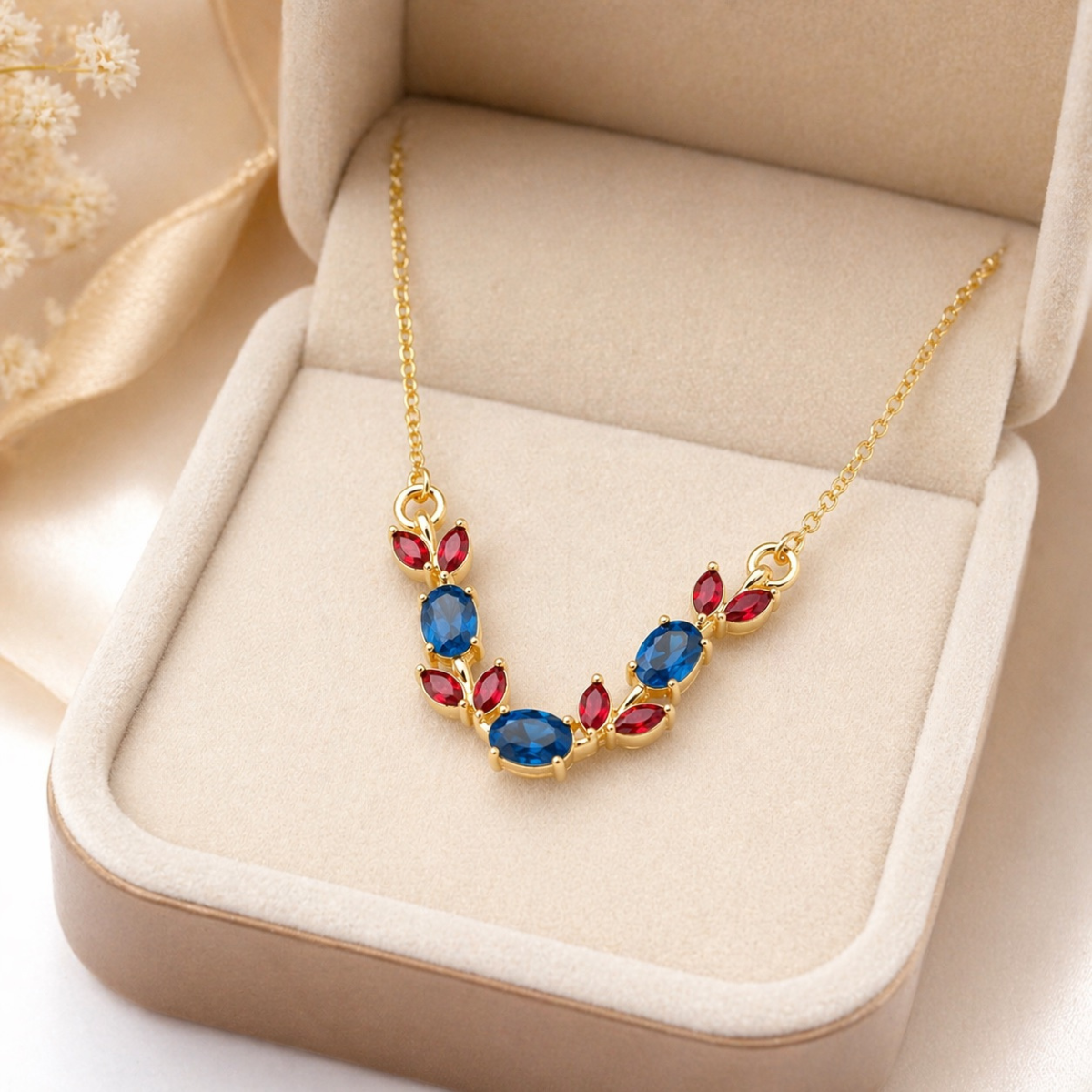 Anti Tarnish  Blue Charm Necklace