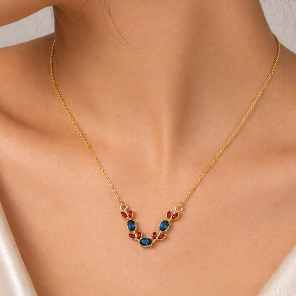Anti Tarnish  Blue Charm Necklace