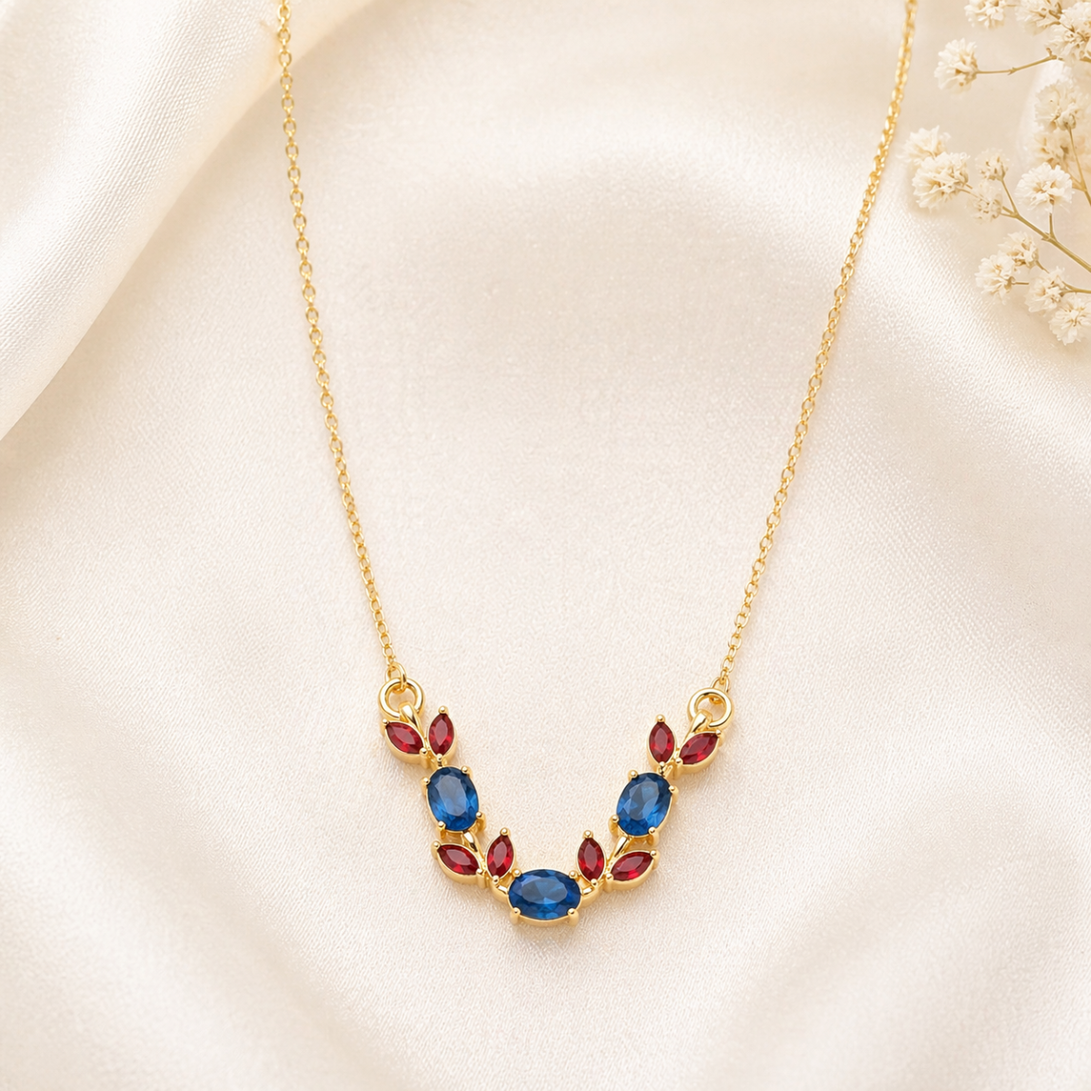 Anti Tarnish  Blue Charm Necklace