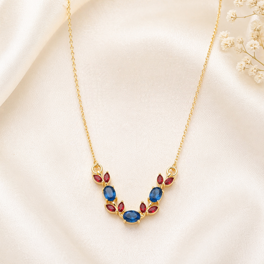 Anti Tarnish  Blue Charm Necklace