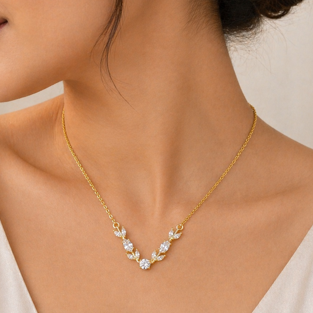 Anti Tarnish Crystal V Necklace