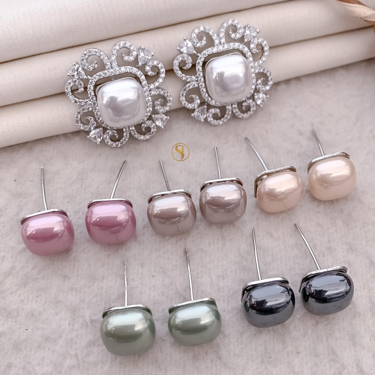 AD Diamond Silver Changable Earing