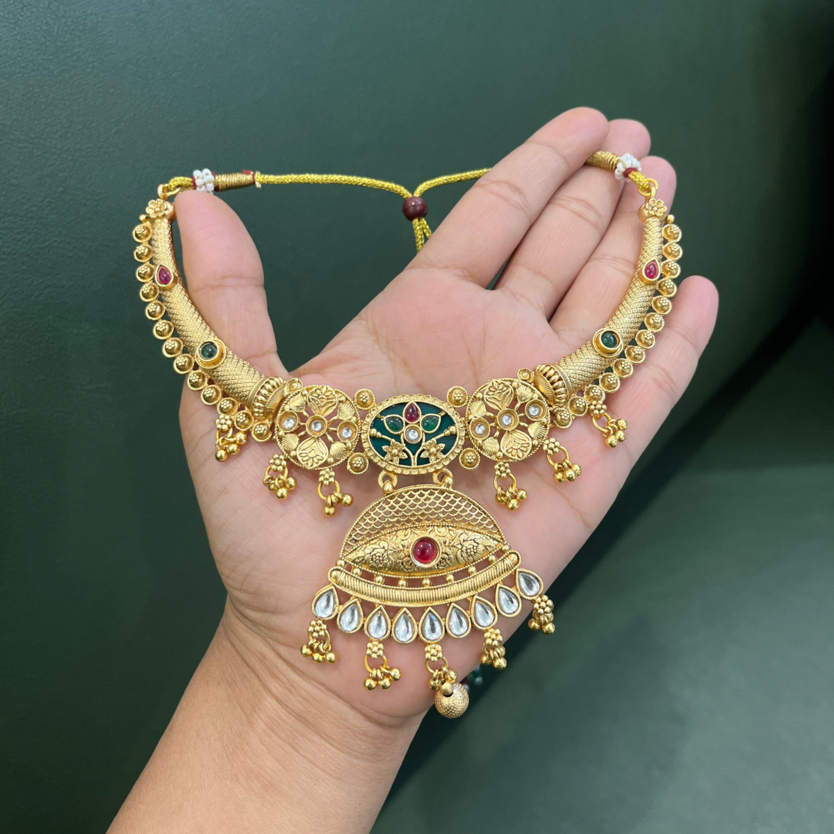 Brass Rajwada Hasli Set