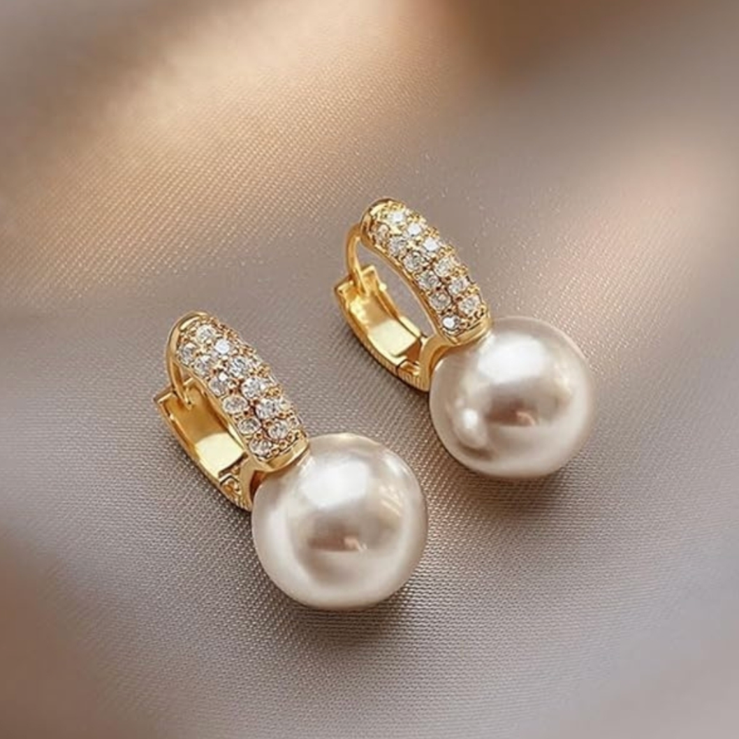 Pearl Drop Hoop Earring