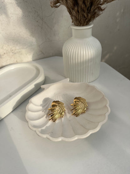 Anti Tarnish Gold Feather Studs Earing