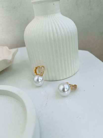 Pearl Drop Hoop Earring