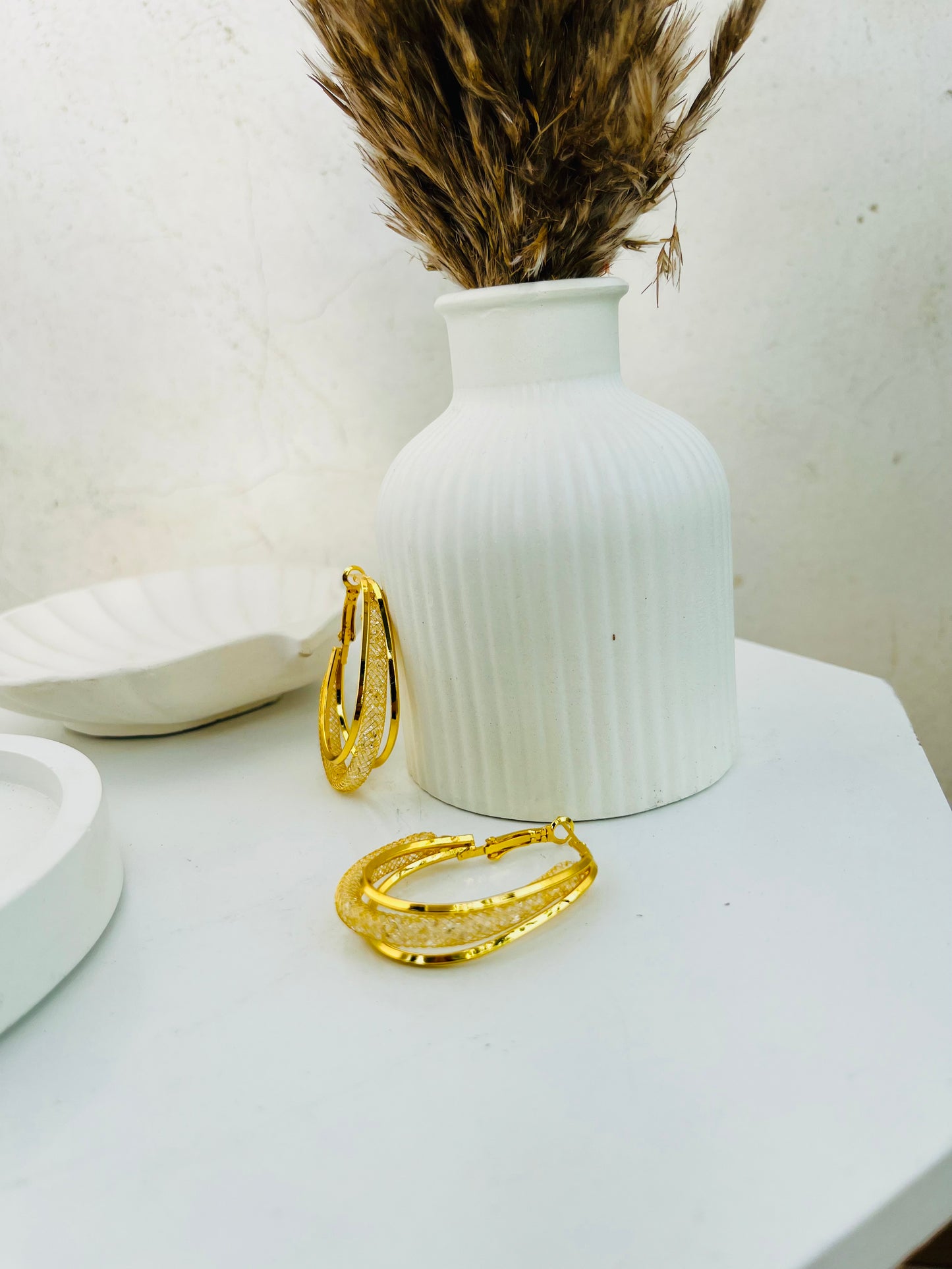 Mesh Oval Hoop Earring