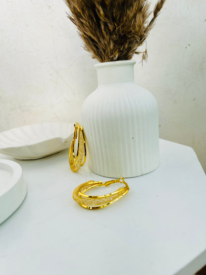 Mesh Oval Hoop Earring