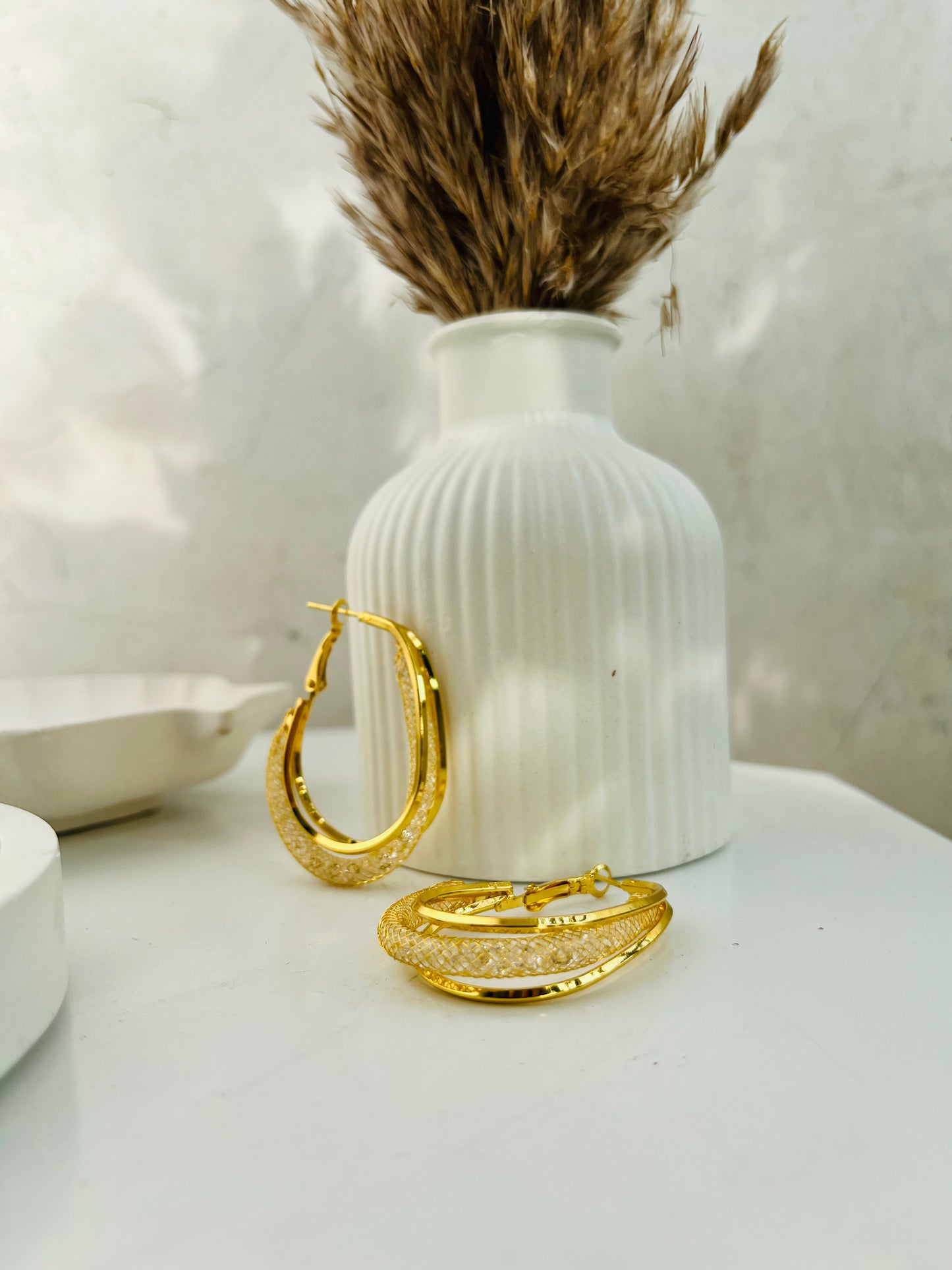 Mesh Oval Hoop Earring