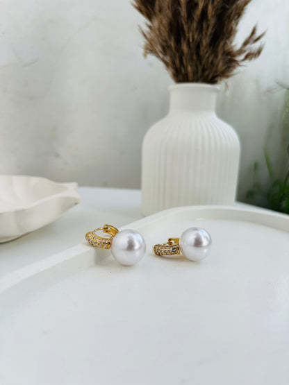 Pearl Drop Hoop Earring