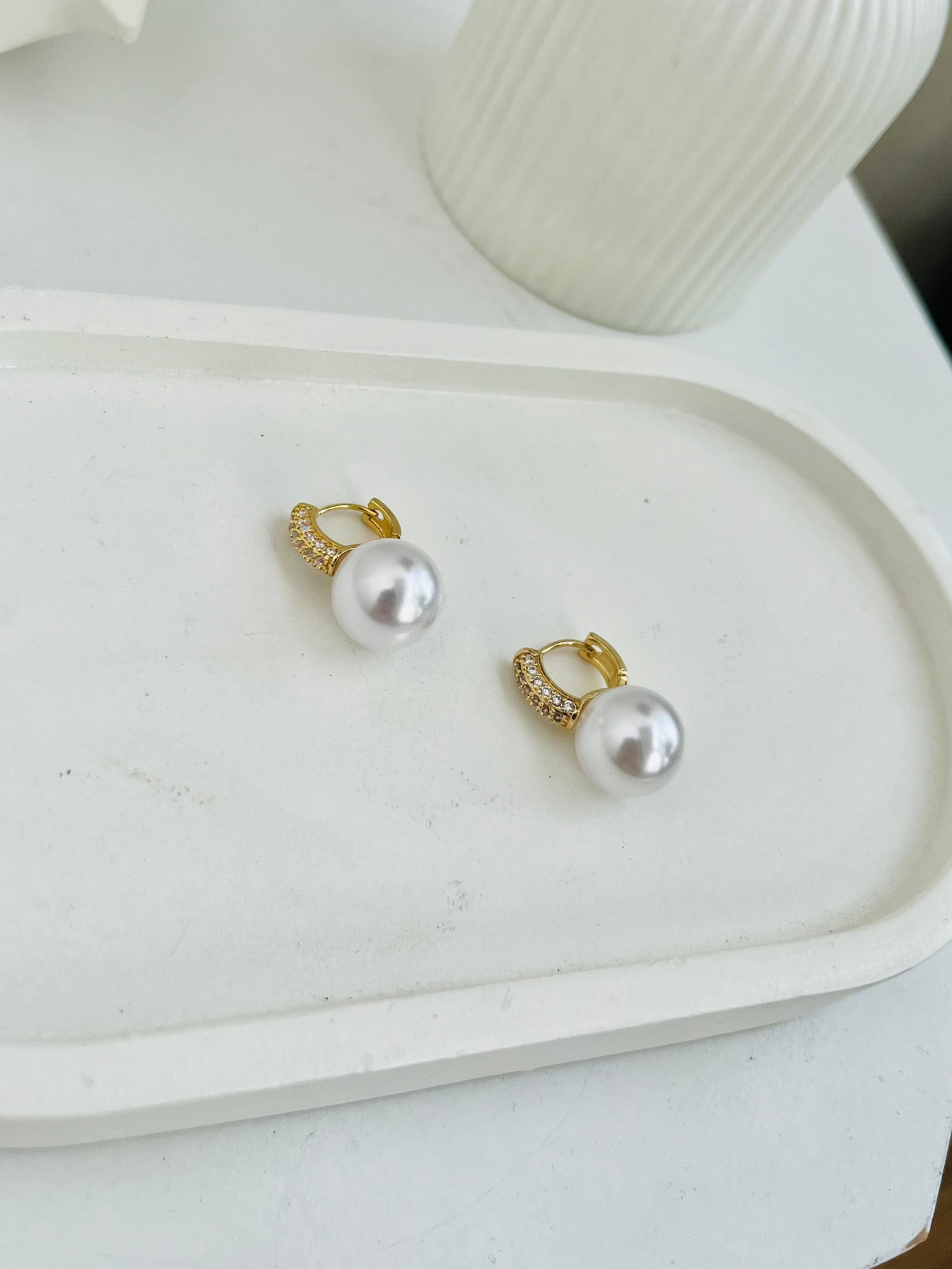 Pearl Drop Hoop Earring
