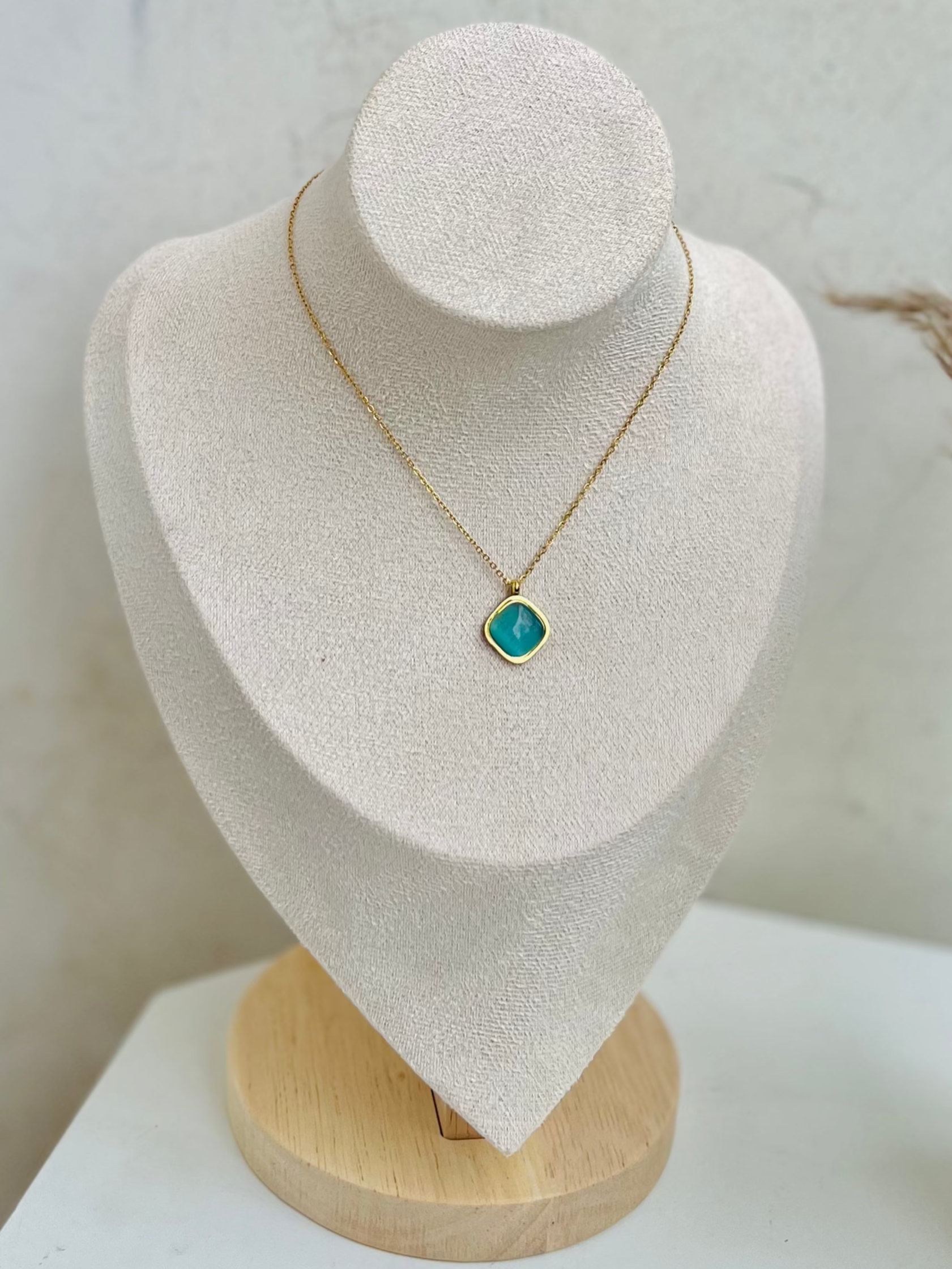 Anti Tarnish Aqua Pendant