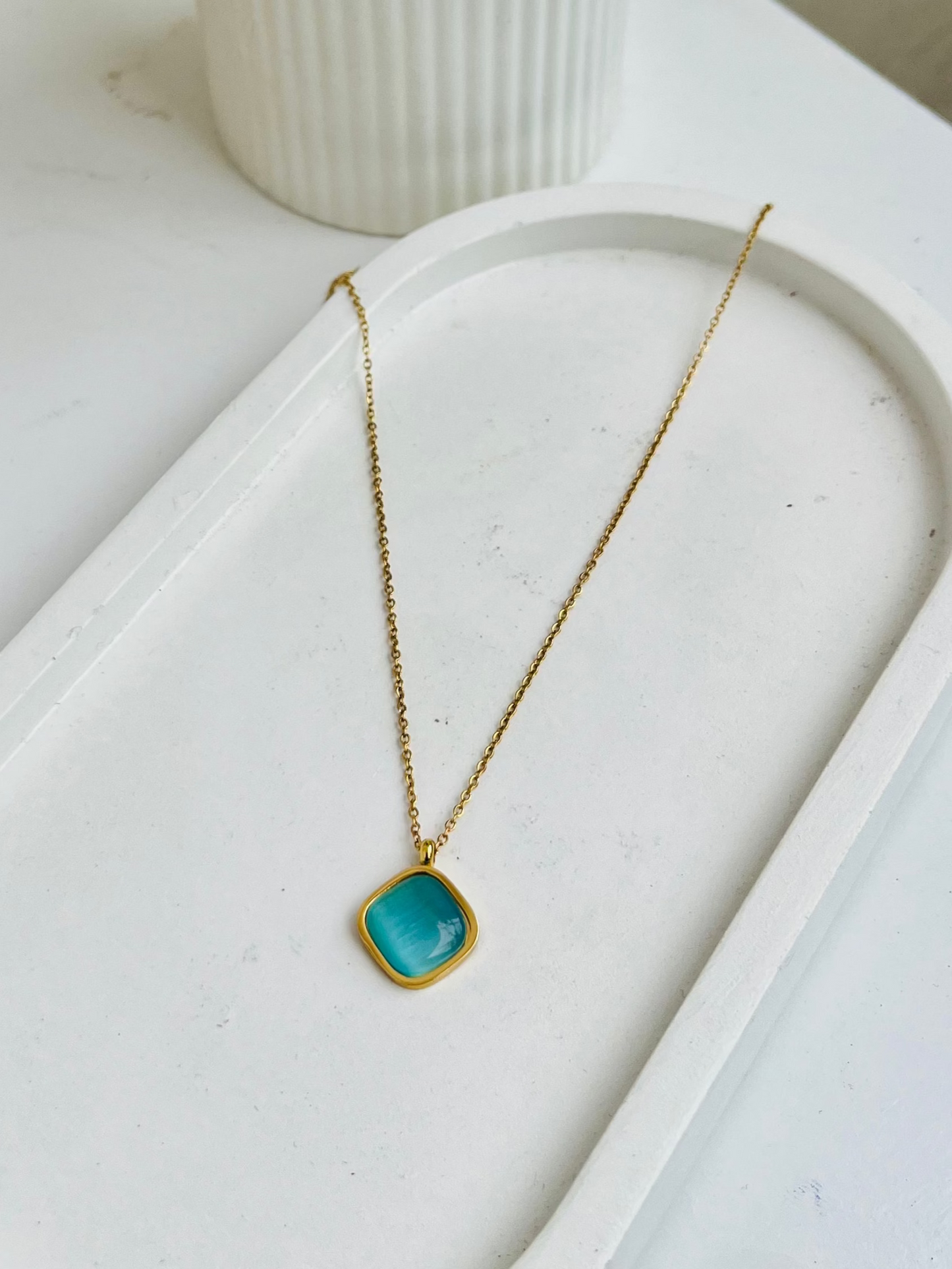 Anti Tarnish Aqua Pendant