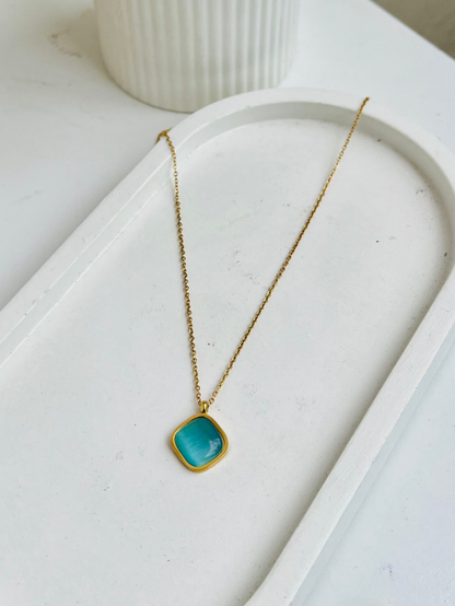 Anti Tarnish Aqua Pendant