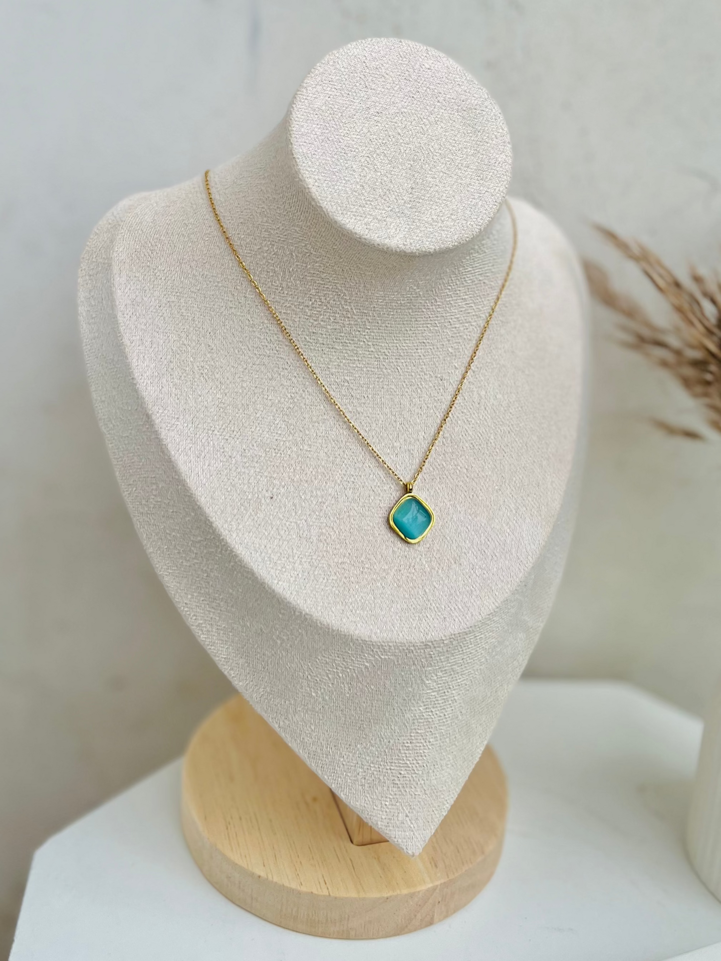 Anti Tarnish Aqua Pendant