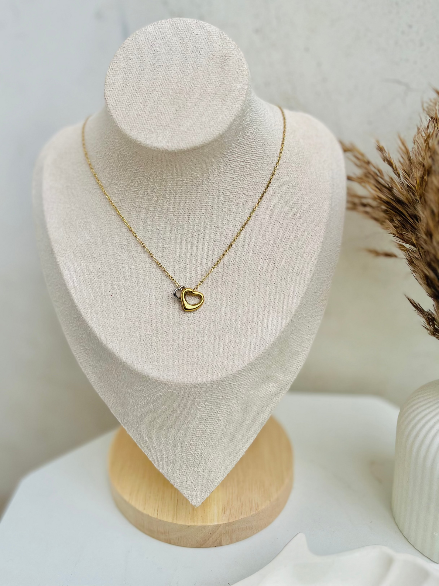 Anti Tarnish Two Heart Necklace