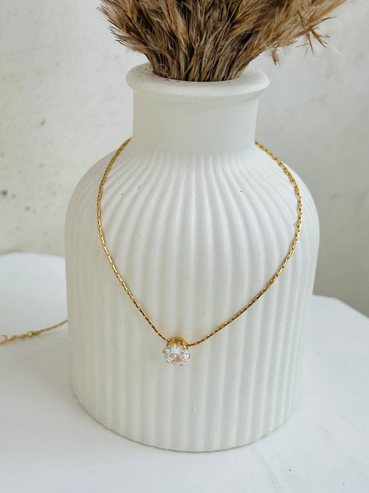 Anti Tarnish Round Solitaire Necklace