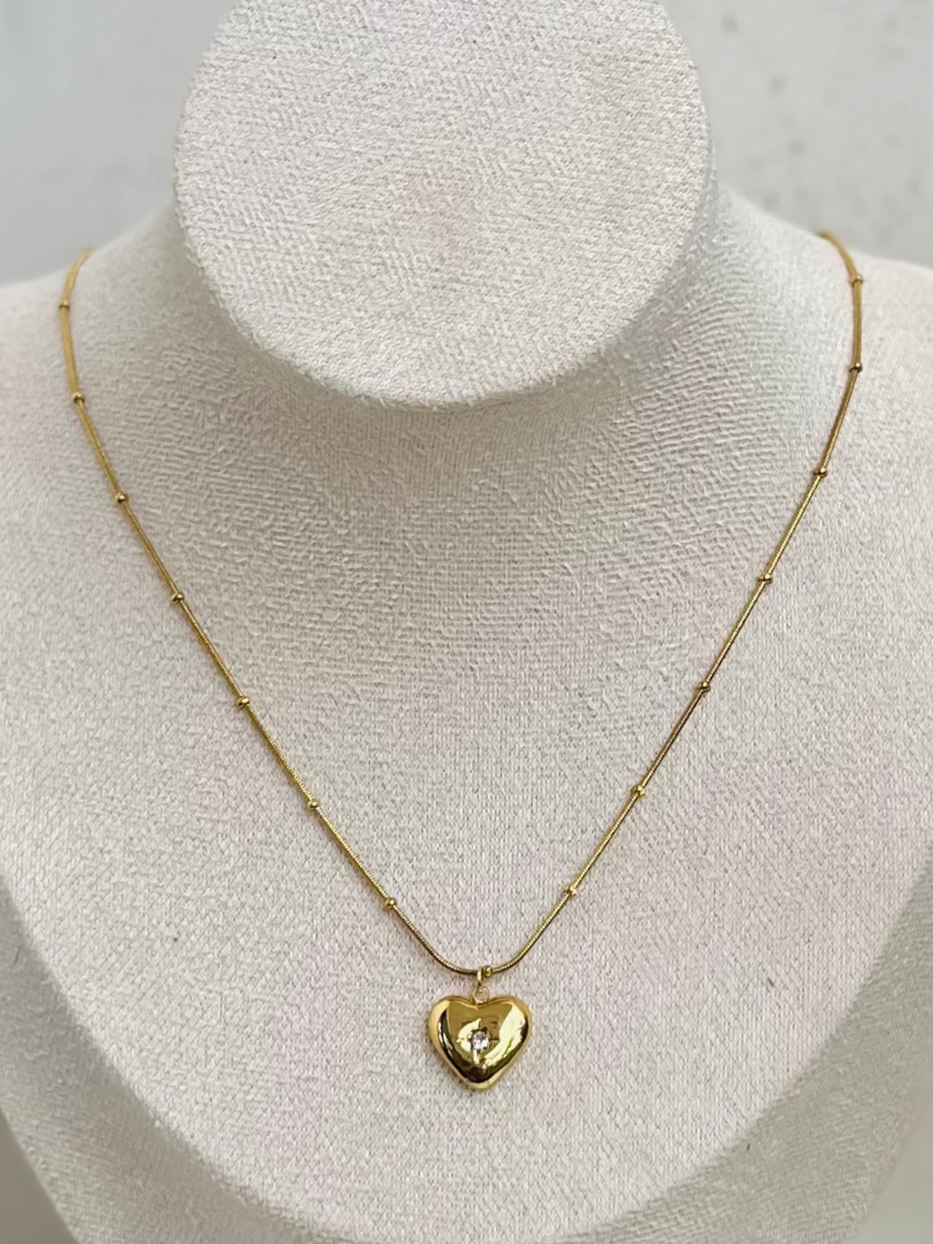 Anti Tarnish Heart and Stone Necklace