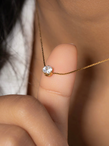 Anti Tarnish Round Solitaire Necklace