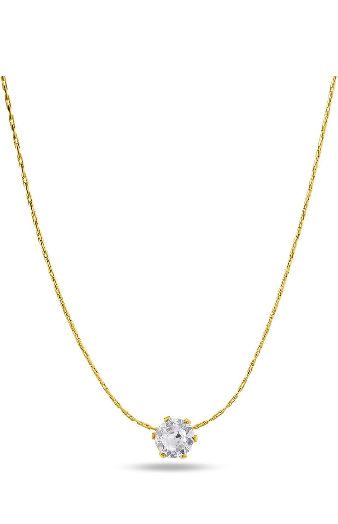 Anti Tarnish Round Solitaire Necklace