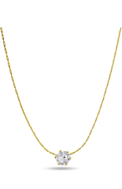 Anti Tarnish Round Solitaire Necklace