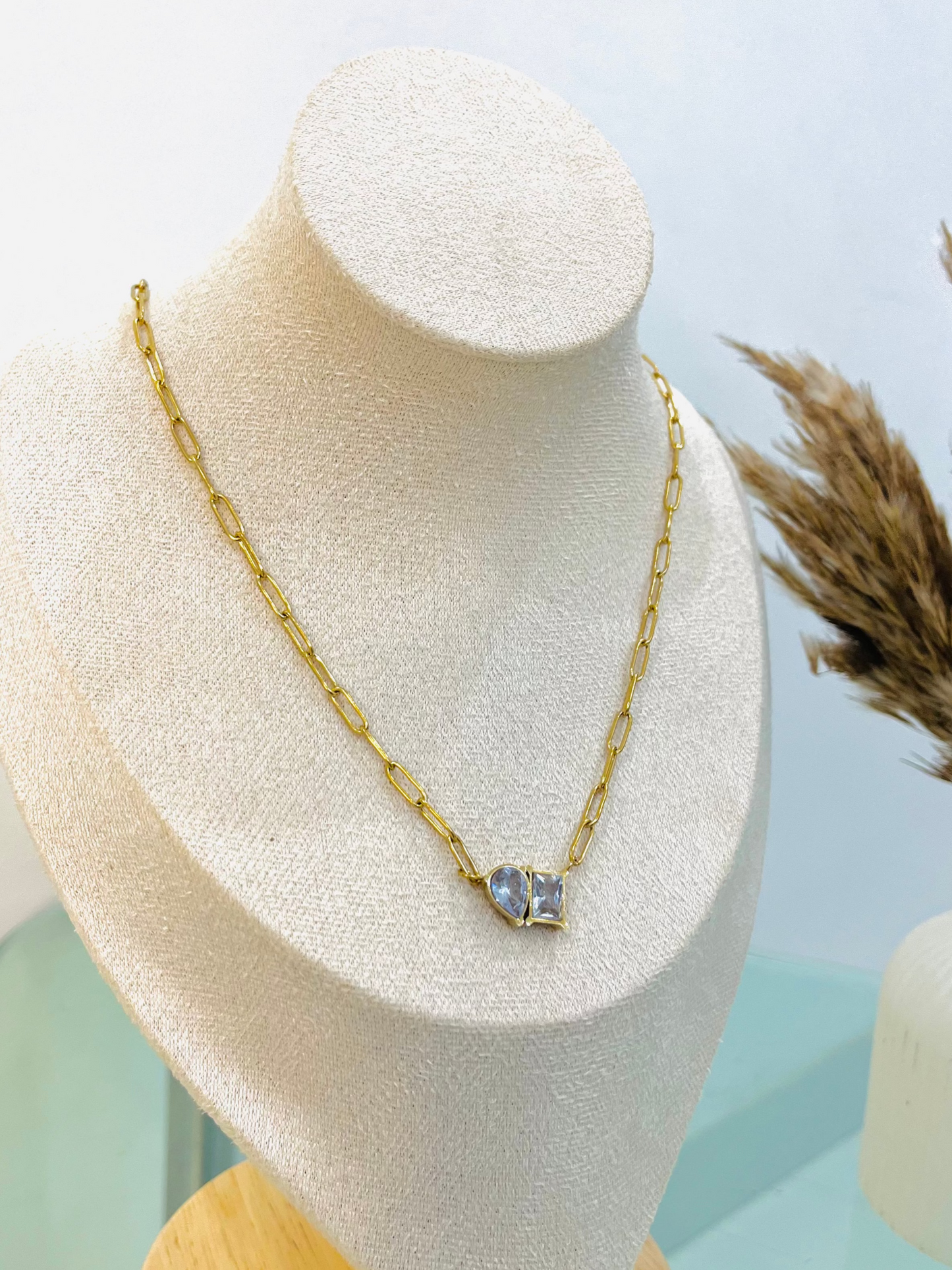 Double Stone Link Necklace