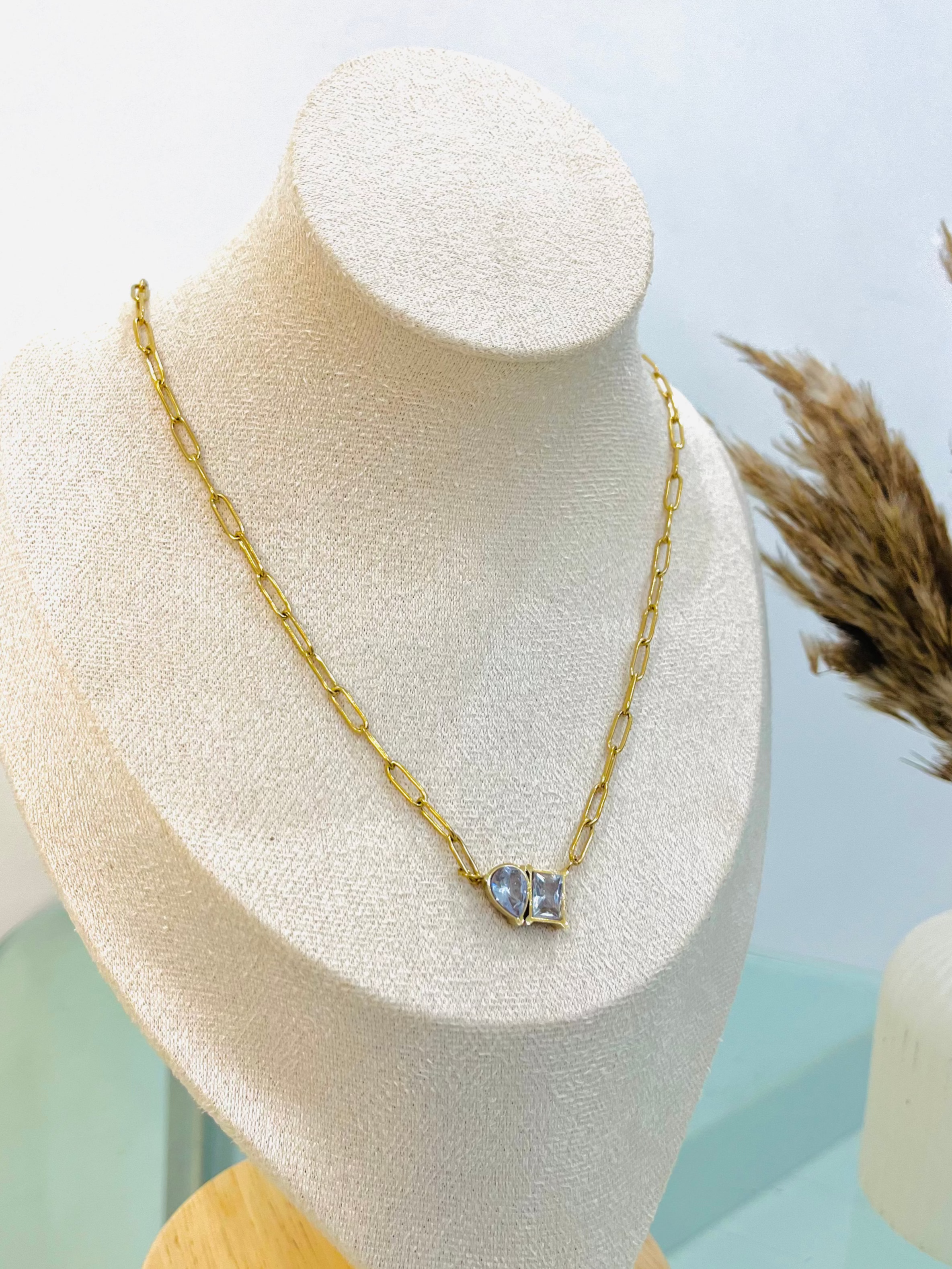 Double Stone Link Necklace
