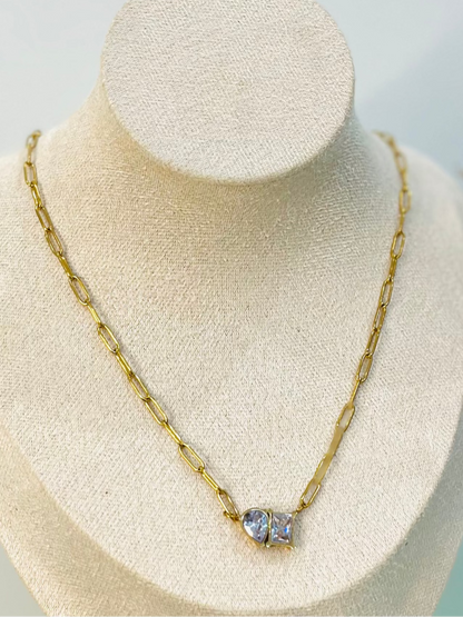 Double Stone Link Necklace