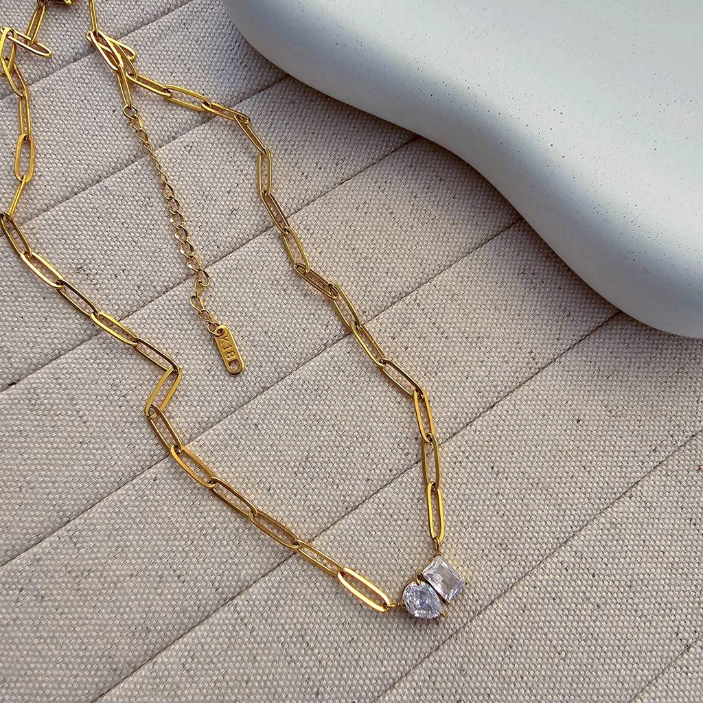 Double Stone Link Necklace