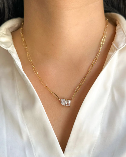Double Stone Link Necklace