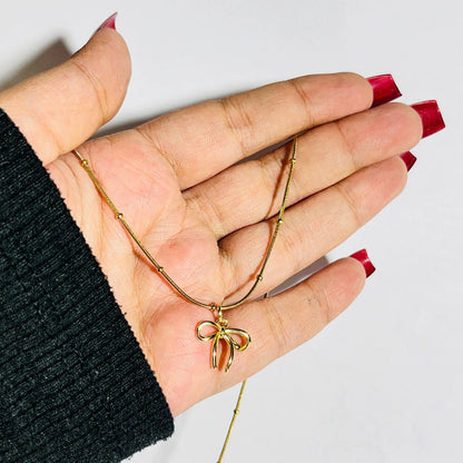 Anti Tarnish Bow Necklace