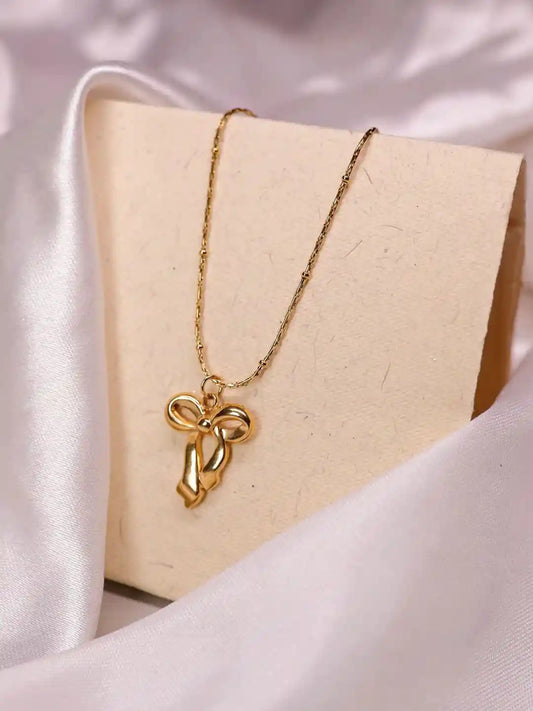 Anti Tarnish Bow Necklace